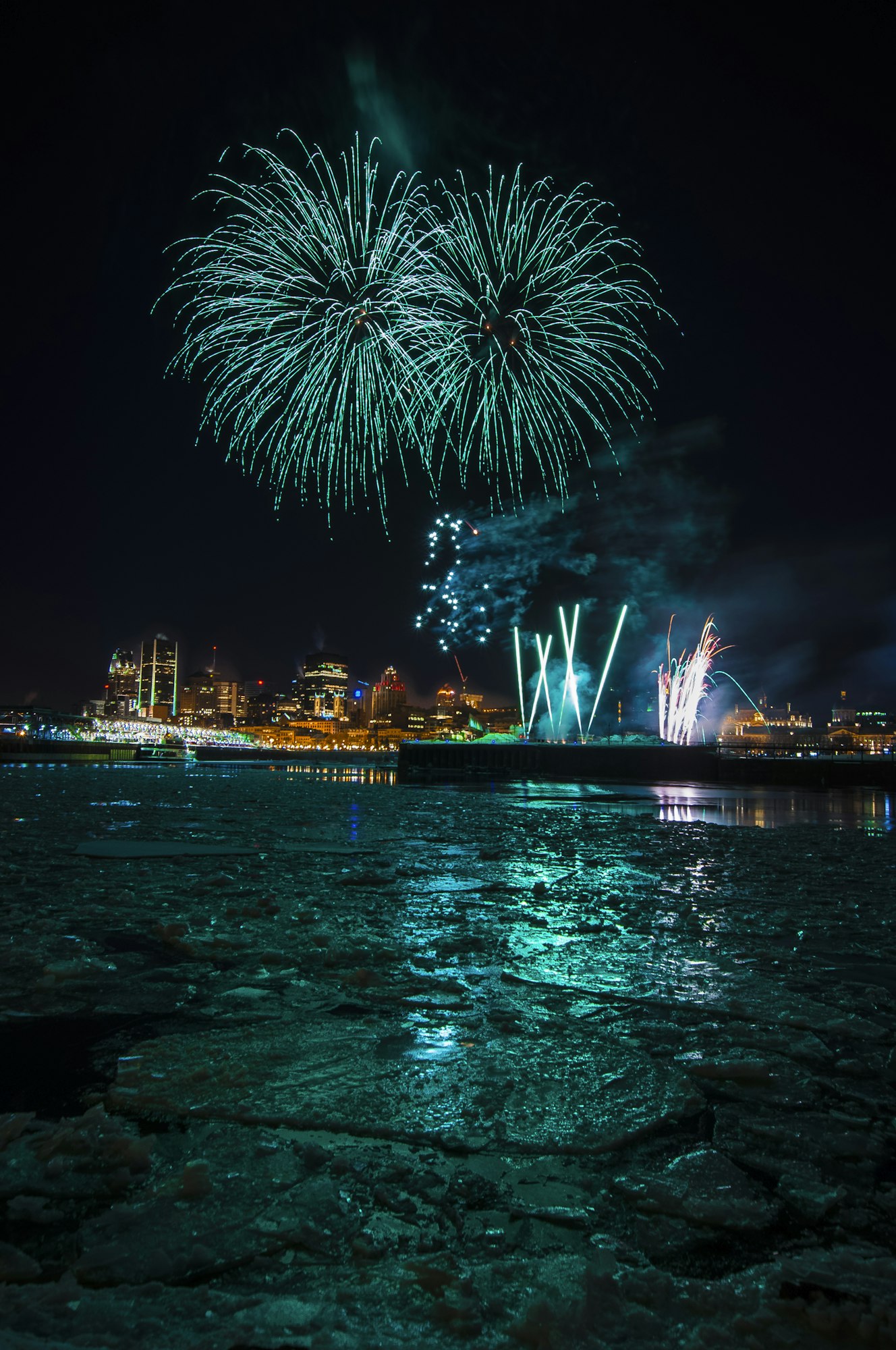 Fireworks at Fire on Ice Festival, Montreal, Quebec, Canada